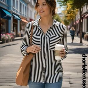 Charlotte Russe Striped Button Down Shirt